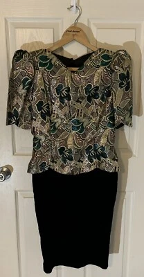 Vintage Metallic Lame And Velvet Dress By Scott McClintock  - Image 1 of 4