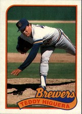 1989 Topps Milwaukee Brewers Baseball Card #595 Teddy Higuera