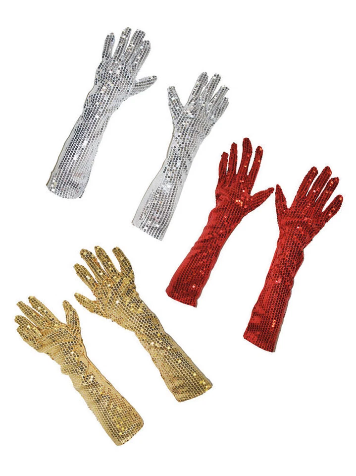 Handschuh-e Pailletten gold 45 cm Pailletten-Handschuhe Charleston Karneval KK - Bild 1 von 1