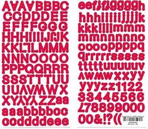 Two sheet Red Round Dot Numbers Letters Alphabet Scrapbook Craft Stickers - Picture 1 of 1