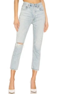 NUOVI jeans da donna effetto invecchiato Agolde Riley taglia 23 frantumati - Foto 1 di 6