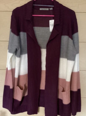 Cárdigan Suéter Largo Medio Púrpura Talla L Foto 1 de 4