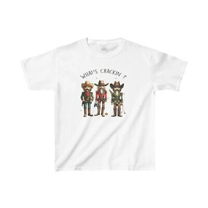 What's Crackin Cowboy Nutcracker Christmas Kids Heavy Cotton™ Tee - Picture 1 of 11