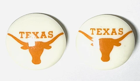 Vintage  University of Texas Longhorns Button Clip On Earrings. White Orange Cover