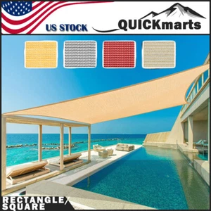Outdoor Sun Shade Sail Canopy Shelter Cover Patio Awning Garden Pool Rectangle - Picture 1 of 13