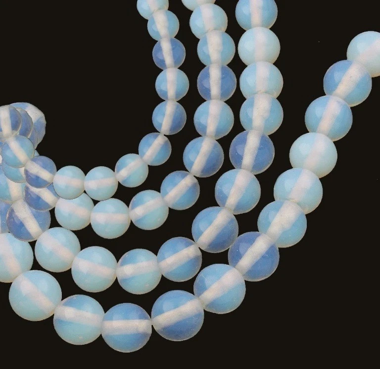 Mondstein Perlen Edelsteine 4/6/8/10 mm Rund Opalith Schmuckstein Wahlen  - Bild 1 von 1