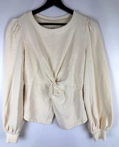 New Pilcro Anthropologie Women's Creme L/S Twist Front Sweatshirt Size XXS, 2XS - Picture 1 of 14