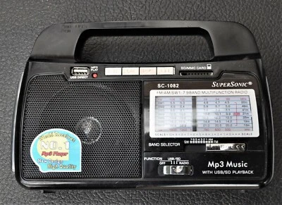 SUPERSONIC MODEL SC-1082 MULTI PURPOSE RADIO AM/FM/SW COMMERCIAL SURPLUS GOOD - Image 1 of 2