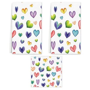 Pink Blue Love Heart Valentine's Day Kitchen Towels Dish Towels 16x24 Inch Lo... - Picture 1 of 5