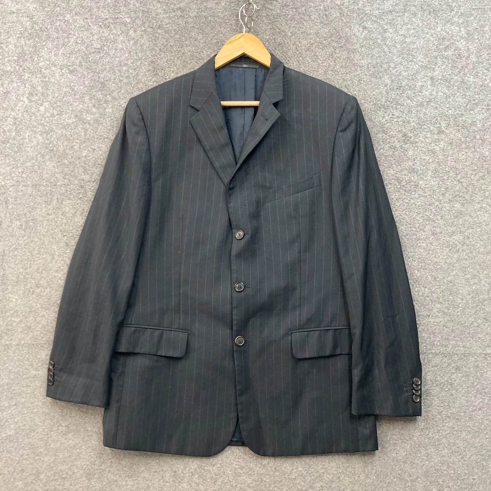 Valentino Suit Jacket Mens 44 Large Black Pinstripe Business Formal Event A1105 - image 1 of 4