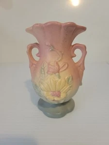 Vintage Rumpf Kunstkeramik Magnolie Doppelhenkel Vase 5" hoch - Bild 1 von 13