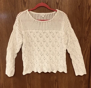 Maurices Damen Langarm Cropped Pullover Pulli offen Strick weiß Größe L - Bild 1 von 6