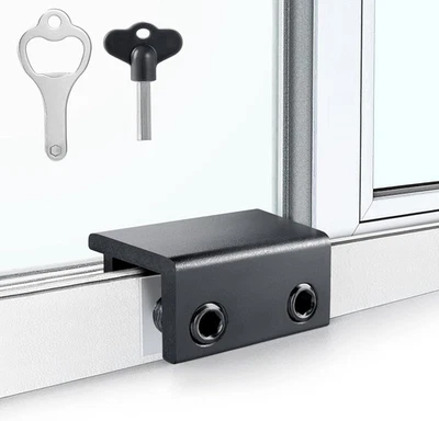 Оконные замки ZRFCXE 4 шт. в упаковке с ключом отлично подходят для регулируемого замка раздвижной двери патио - Изображение 1 из 4
