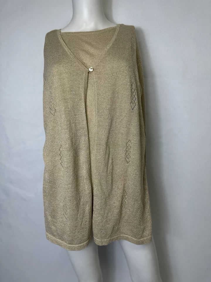 DE COLECCIÓN JACLYN SMITH PLUS GOLD SPARKLE 2 PIEZAS SUÉTER ETIQUETA DICE X/X MEZCLA DE SEDA Foto 1 de 4