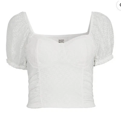 Top de encaje manga abullonada Madden NYC Juniors nuevo con etiquetas Foto 1 de 2