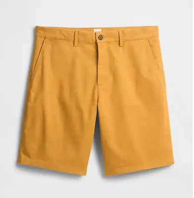 Nuevos Pantalones Cortos GAP Para Hombres Esenciales Oro Amarillo Algodón Sarga Caqui Talla 36 Foto 1 de 4