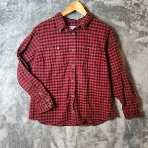 Shacket uomo LL BEAN rosso nero in flanella a quadri manica lunga grande a quadri usato in ottime condizioni - Foto 1 di 8