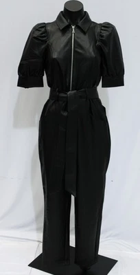 Mono Express para mujer de imitación de cuero manga abullonada pierna recta AR8 negro talla XS Foto 1 de 4