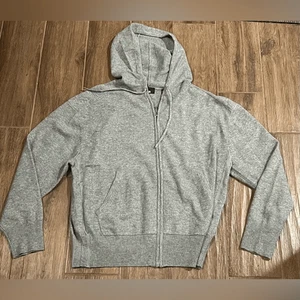 The Kooples Cashmere/Wool  Jacket Hoodie Gray Designer Zipped $495 MSRP NWT - Picture 1 of 9