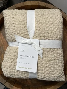 Pottery Barn Vintage Washed King Sham GESTEPPT (Farbe: Flachs) NEU - Bild 1 von 6
