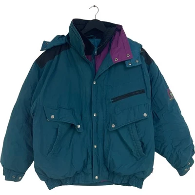 Swan Genuine Down Outdoor Jacket 90s Vintage Teal Mens Medium - Image 1 of 4