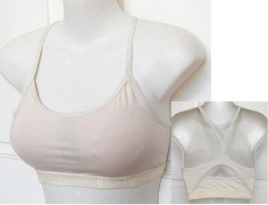 Padded Sports Gym bra crop top Yoga Dance Fitness Women Cream white S M L XL XXL - Picture 1 of 5