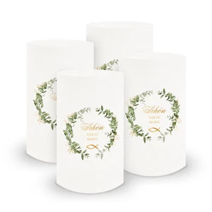 itenga 6x Windlicht klein Schön dass du da bist FISCH Eukalyptus 10cm Kommunion - Bild 1 von 3