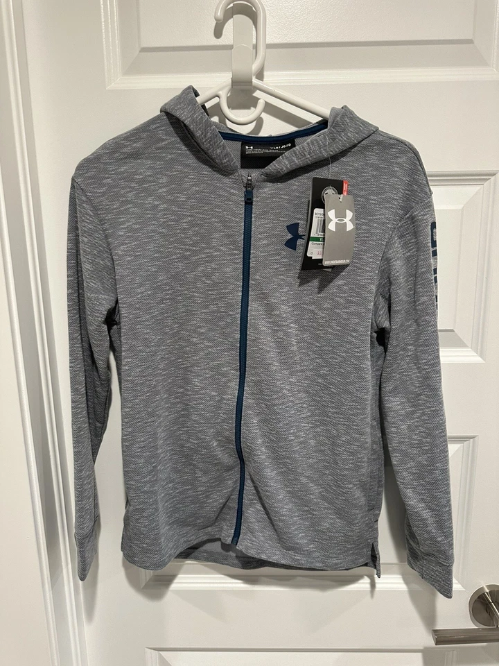 New Under Armour Boys Full Zip Up Hoodie Gray Blue Size Large NWT - Image 1 of 4