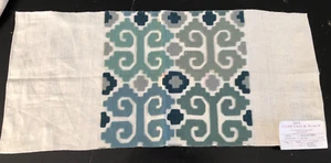 COWTAN & TOUT Granada Stripe in Sky, Aqua 12 1/2 x 27" Embroidered Fabric Sample - Picture 1 of 4