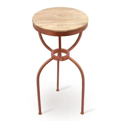 Stylish Iron Wood Three Legged End Table Bazaar Living Room Furniture Home Décor - Image 1 of 3