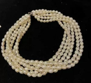 Encantador collar de perlas blancas mar del sur natural seis hebras AAA 4-5mm 16'925 - Imagen 1 de 5