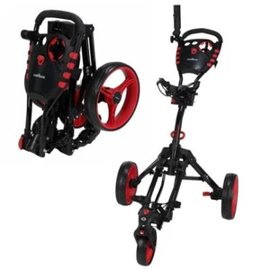 Caddymatic Golf 360° SwivelEase 3 Wheel Folding Golf Trolley Black/Red - Picture 1 of 7