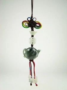 Chinese Natural Variegated Jade Hanging Charm Amulet Feng Shui - Teapot #629 - Picture 1 of 2