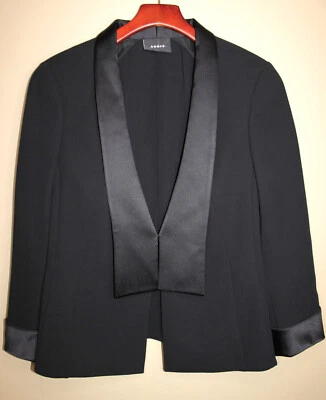 Chaqueta Blazer AKRIS Mujer Lana y Seda Negra Esmoquin Talla 12 Hecha en Suiza Foto 1 de 4