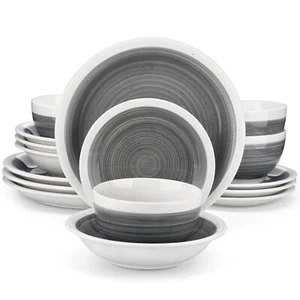 Juego de vajilla vancasso ORI 16 piezas Juego de platos de gres gris Servicio de vajilla para 4 - Imagen 1 de 12
