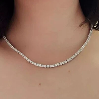 Women's Tennis Necklace Round Cut 7.50Ct IGI Lab Grown Diamond 18" 925 Silver - Image 1 of 4