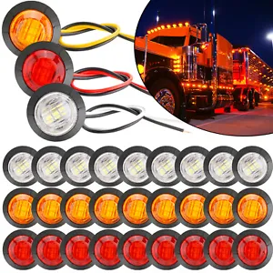 10Pcs 12V Car Truck Lorry Round LED Bullet Button Side Mini Marker Lights Lamp - Picture 1 of 19