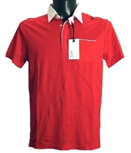 Polo uomo ENERGIE T-shirt S Maglietta Cotone Manica corta Rosso Colletto Bianco - Foto 1 di 4