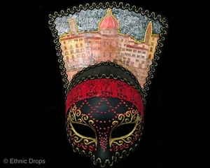 Venetian Mask, Black Mask, dark Mask, Masquerade Ball, Mardi Gras, fantasy mask - Picture 1 of 4