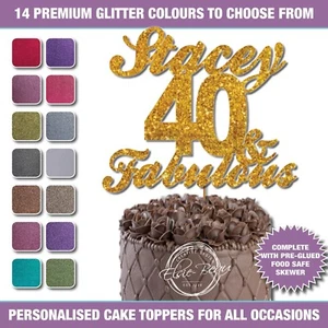 40 50 AND FABULOUS Birthday Glitter Cake Topper Personalised 60th Any Name 13 - Picture 1 of 6