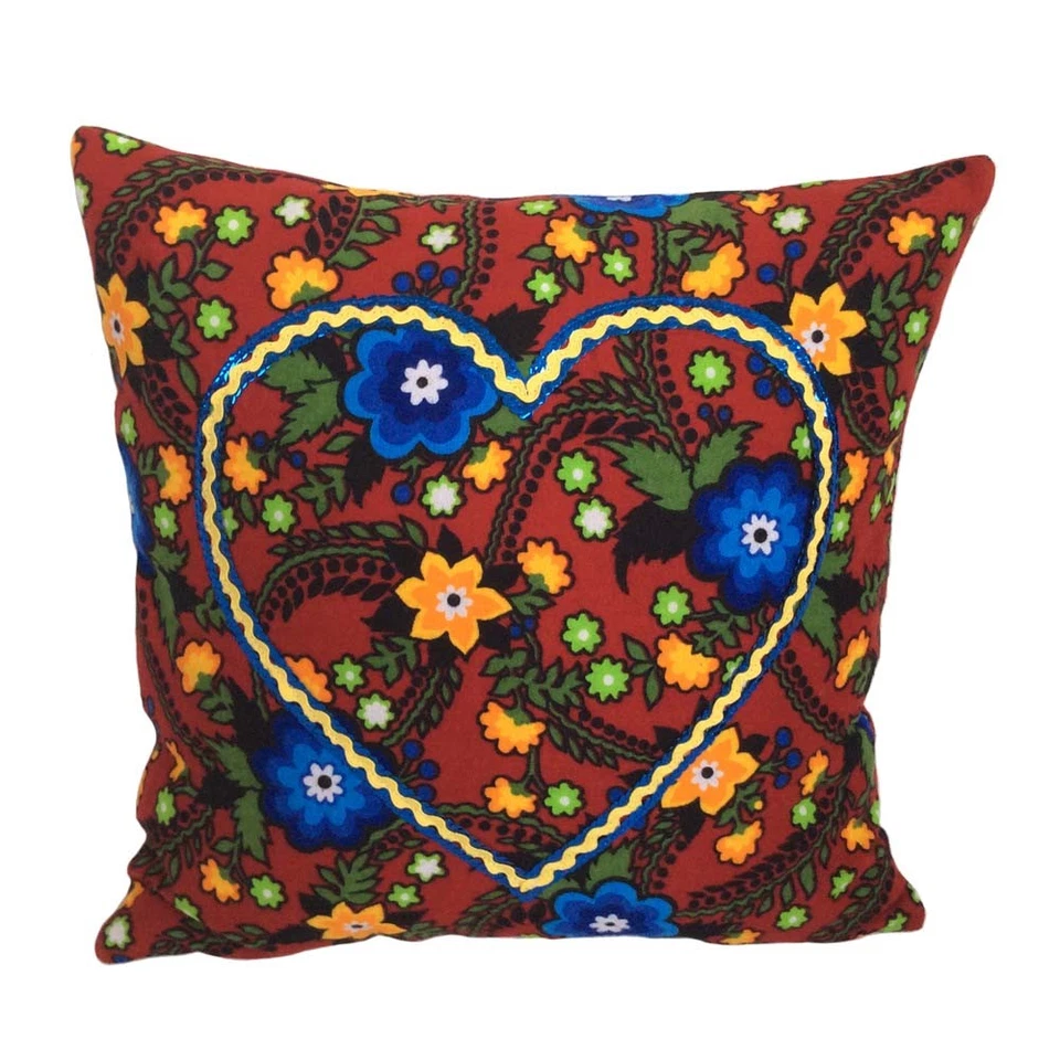 Love/Heart & Blue Sequins Floral Flannel Decorative Pillow Case / Cushion Cover - Image 1 of 4