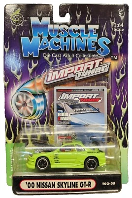 Sintonizador de importación Muscle Machines escala 1:64 • Verde '00 Nissan Skyline GTR [T0-35] Foto 1 de 4