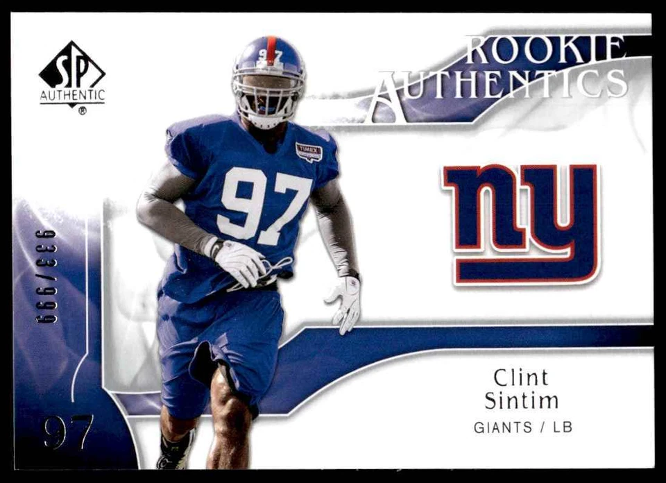 2009 SP Authentic Clint Sintim /999 New York Giants #273 R35 - Image 1 of 2