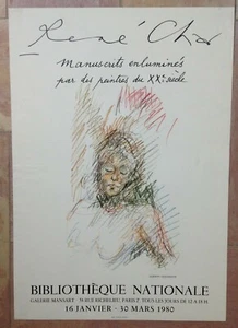 ALBERTO GIACOMETTI - RENE CHAR 1980 AFFICHE ORIGINALE BIBLIOTHEQ NATIONALE PARIS - Picture 1 of 1