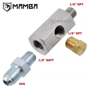Sensor de presión de aceite NPT de 1/8" Tee a BSPT Adaptador Montaje Turbo Línea de alimentación de aceite TW - Imagen 1 de 9