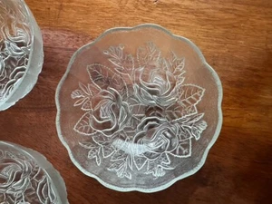 3 Vintage PASARI CRYSTAL Livia Coupe Fruit Bowl Clear Glass Rose 5' inch - Picture 1 of 7