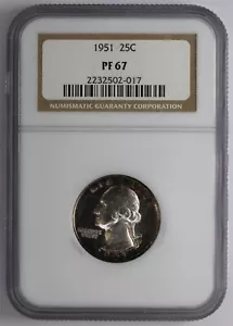 1951 Washington Silver Proof Quarter NGC PF 67 - Picture 1 of 5
