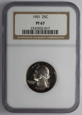 1951 Washington Silver Proof Quarter NGC PF 67 - Image 1 of 4