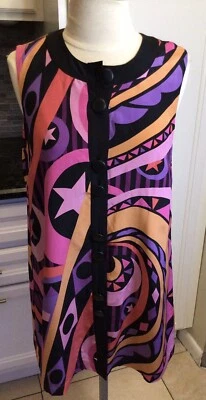 bob mackie wearable art silk Purple, Buttoned Sleeveless Dress, Size S - Image 1 of 4