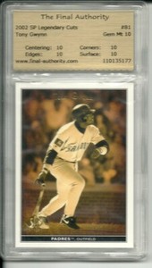 TONY GWYNN TFA 10 GEM MINT 2002 SP Legendary Cuts # 81 Padres HOF